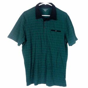 Structure Mens Slim Fit Polo Shirt Size Medium Dark Green Contrast Collar